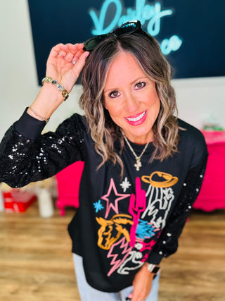 Josie Embroidered & Sequins Wild West Top