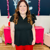The Nicole V-Neck Top - Black PREORDER