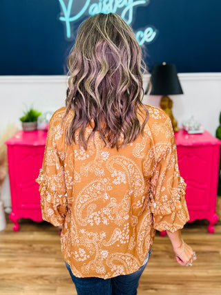 Long Sleeve Paisley Top