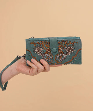 Montana West Embroidered Wallet - Turquoise