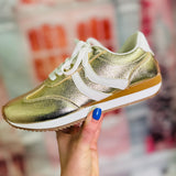 Kickoff Gold Crinkle Metallic Sneakers by Corkys