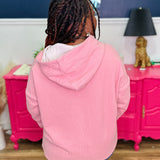 Blush Ribbed Hooded Top With Lace String Detail - FINAL SALE