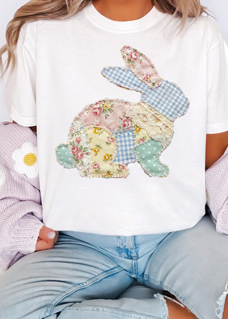 Faux Quilted Bunny -Tee or Sweatshirt