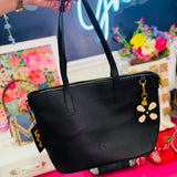 Chic Mod Flower Charm Bag - Black
