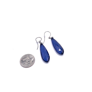 Denim Blue Faceted Briolette Leverback TearDrop Earrings  - PREORDER