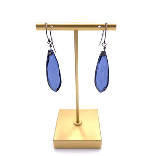 Denim Blue Faceted Briolette Leverback TearDrop Earrings  - PREORDER