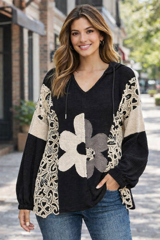Flower Patch Oversized Hoodie Top