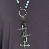 Pearl Cross Charm Necklace