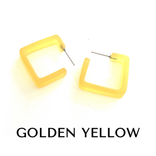 Square Frosted Lucite Hoop Earrings