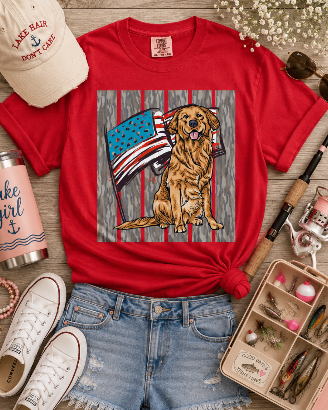 Red, White & Woof Tee