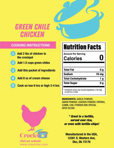 PREORDER -  Crockstar - Green Chile Chicken