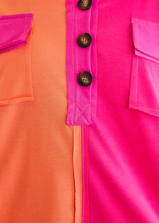 Simply Myself Top  - Orange/Fuchsia - FINAL SALE