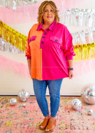 Simply Myself Top  - Orange/Fuchsia - FINAL SALE