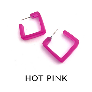 Square Frosted Lucite Hoop Earrings