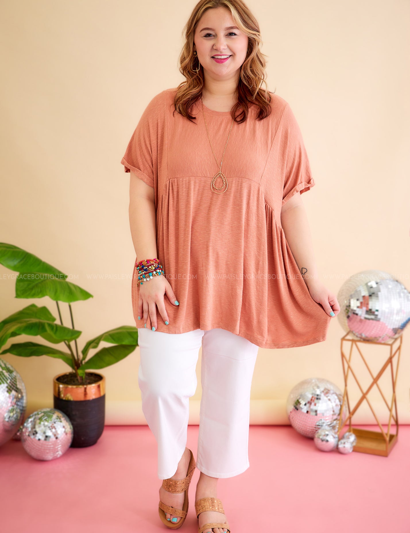 Stay Awhile Top - Salmon - LAST ONES FINAL SALE