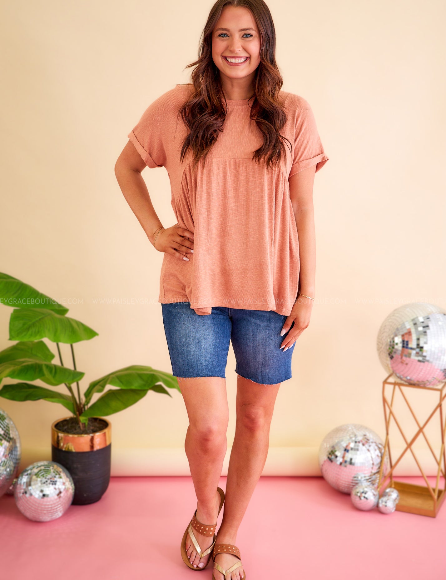 Stay Awhile Top - Salmon - LAST ONES FINAL SALE