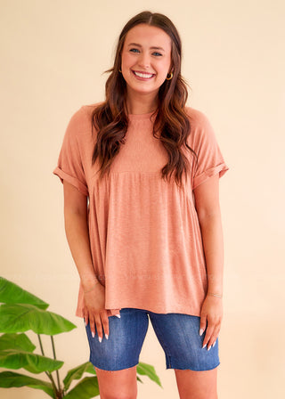 Stay Awhile Top - Salmon - FINAL SALE