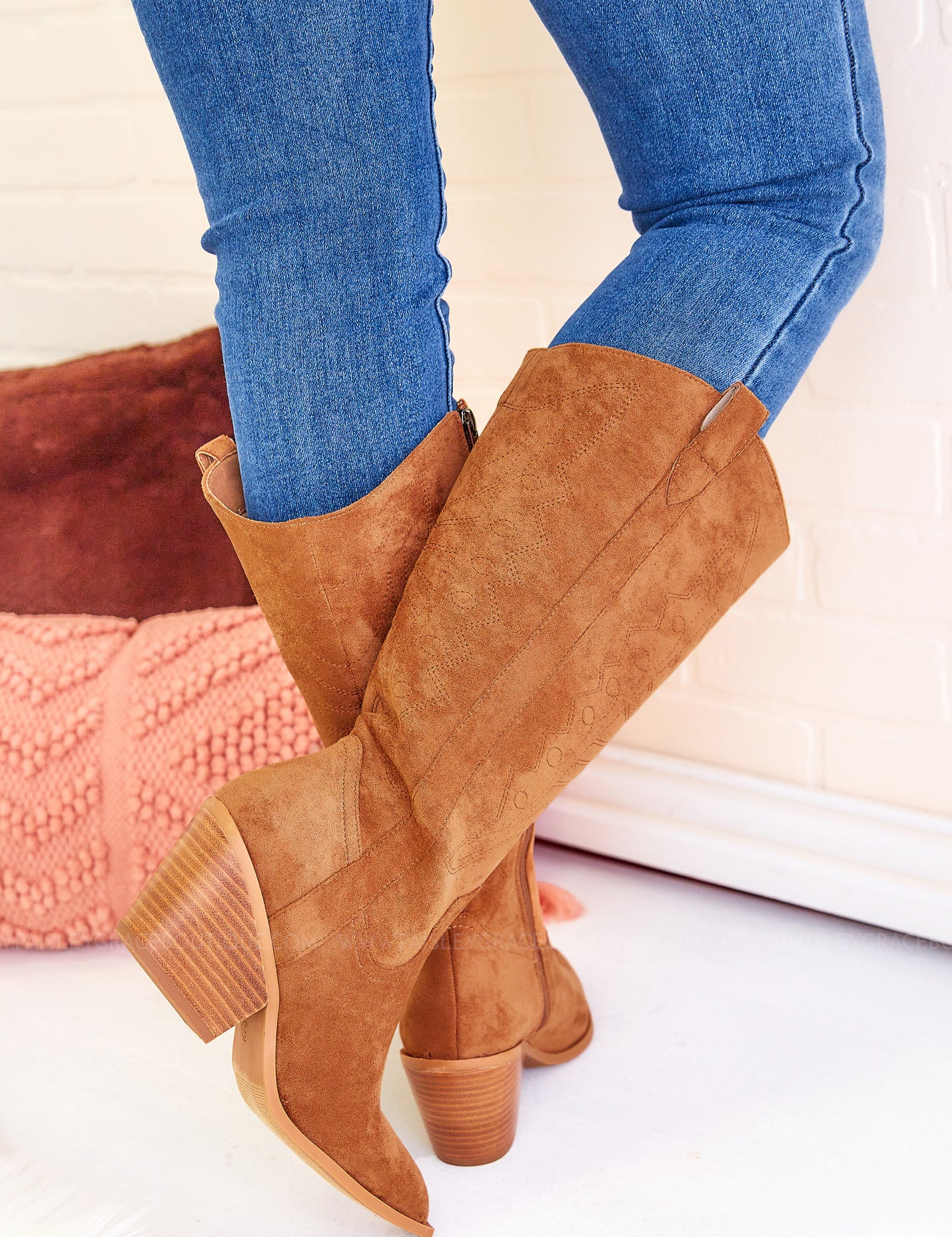 Howdy Cowboy Wide Calf Boots by Corkys - Cognac Suede* FINAL SALE * - ALL STAR SALE