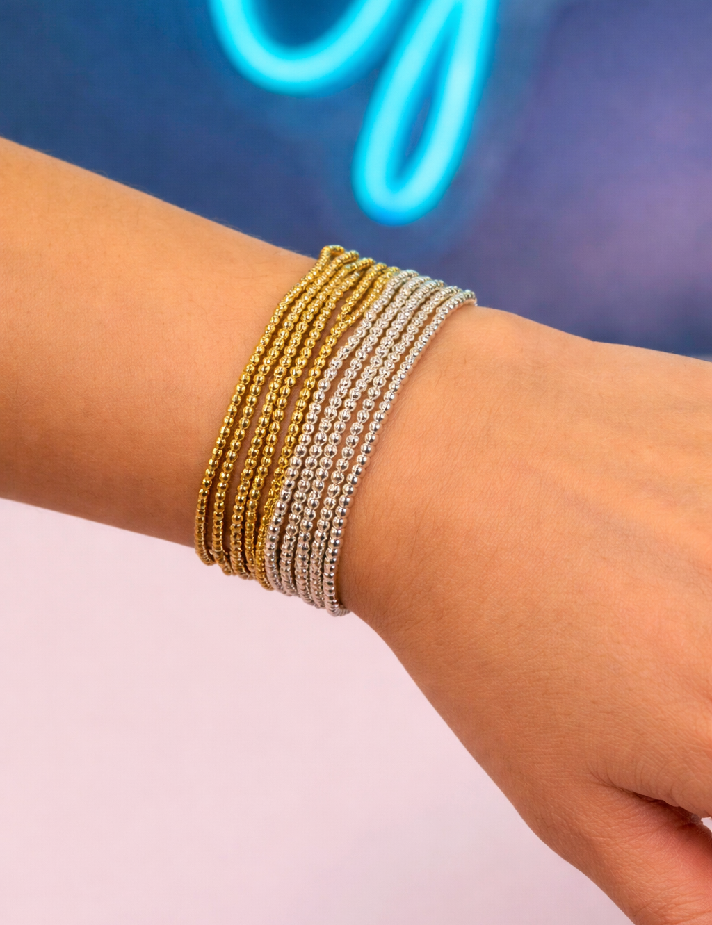 Elizabeth Beaded Bracelet Set - Two Tone