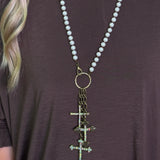 Pearl Cross Charm Necklace