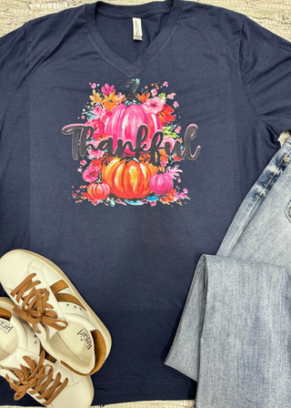 Thankful Watercolor Pumpkin (Crew & V-Neck)