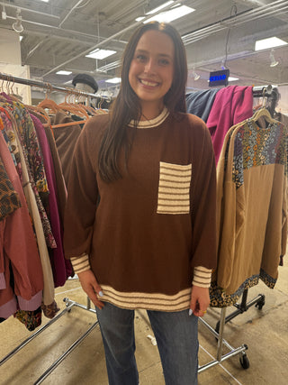 Living It Up Top - Brown/Stripe
