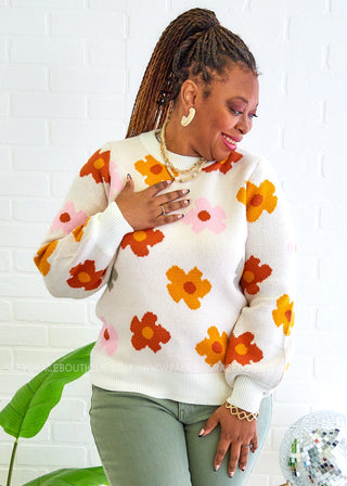 Falling Flowers Floral Sweater - MONDAY MAGIC