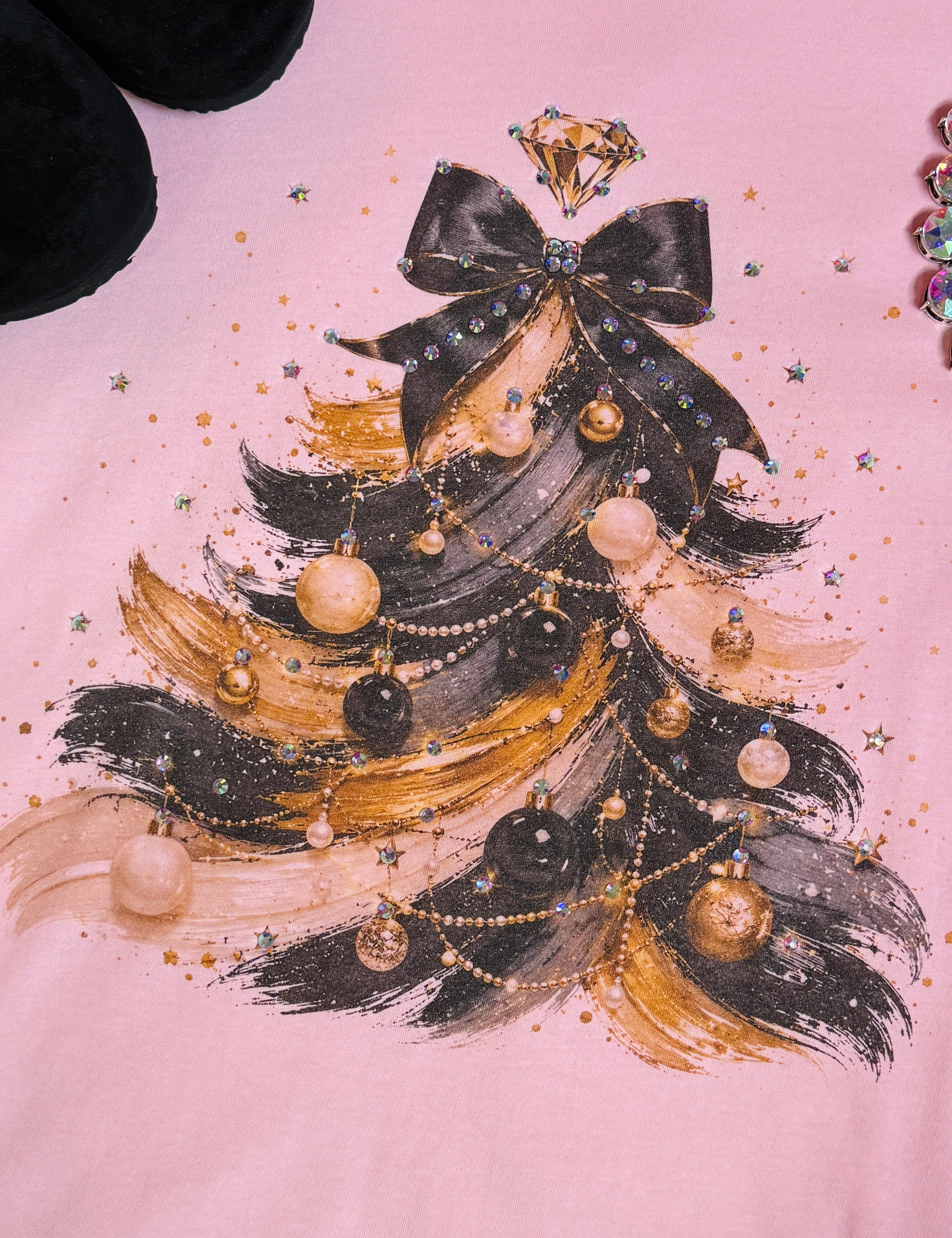 Black & Gold Christmas Tree Boujee Tee