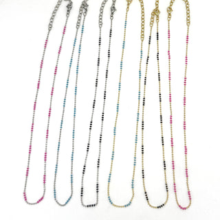 Set of 6 necklaces in different colors on a white background