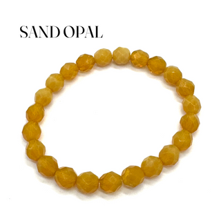 Sand opal bracelet on a white background with 'Sand Opal' text above.