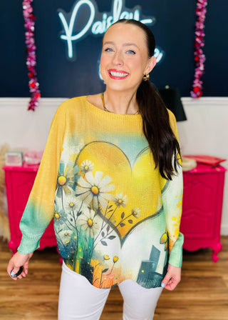 Allegra - Posh Yellow Heart Sweater