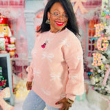 First Blush, Then Bows Sweater - HOLIDAY CHEER - LAST ONES FINAL SALE