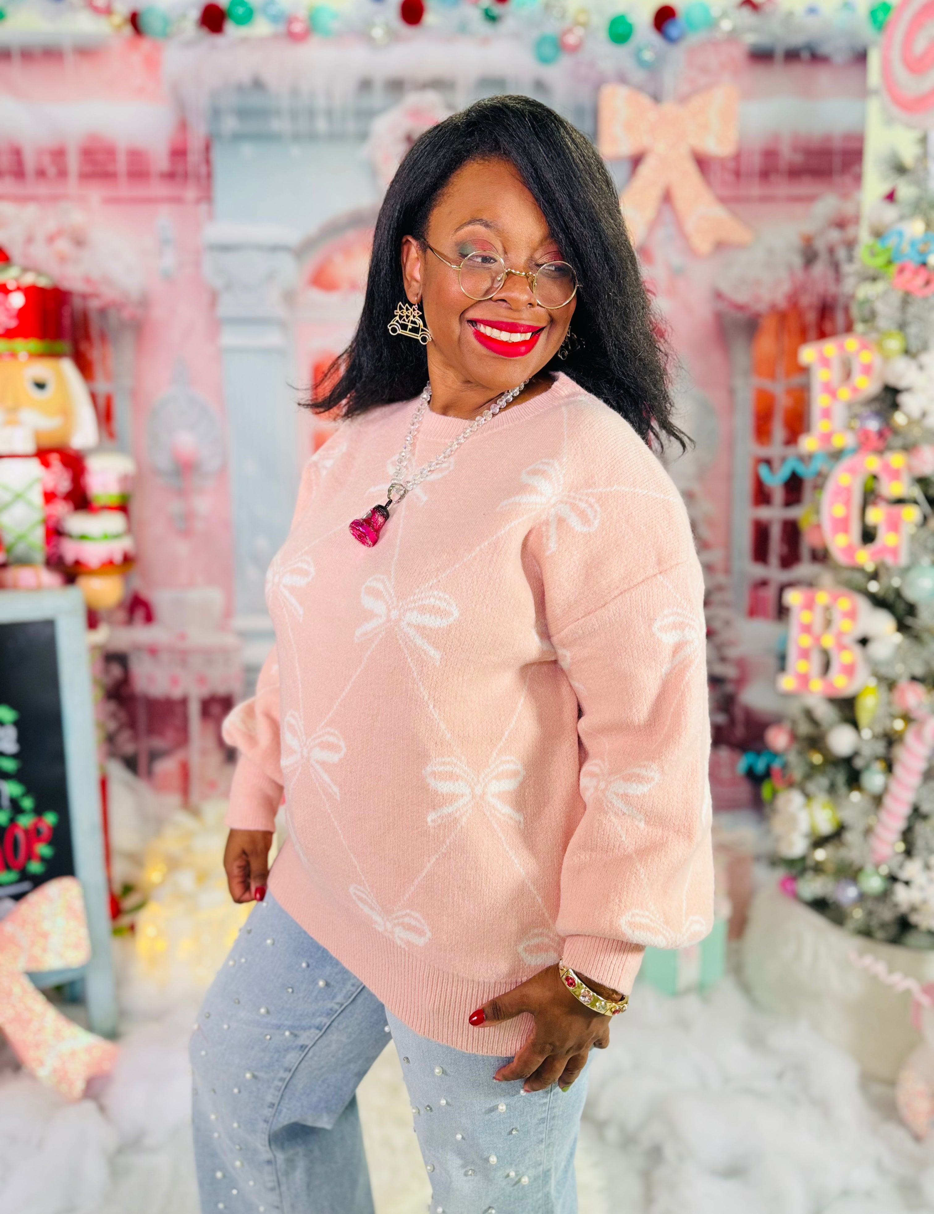 First Blush, Then Bows Sweater - HOLIDAY CHEER - LAST ONES FINAL SALE