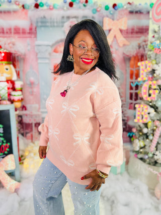 First Blush, Then Bows Sweater