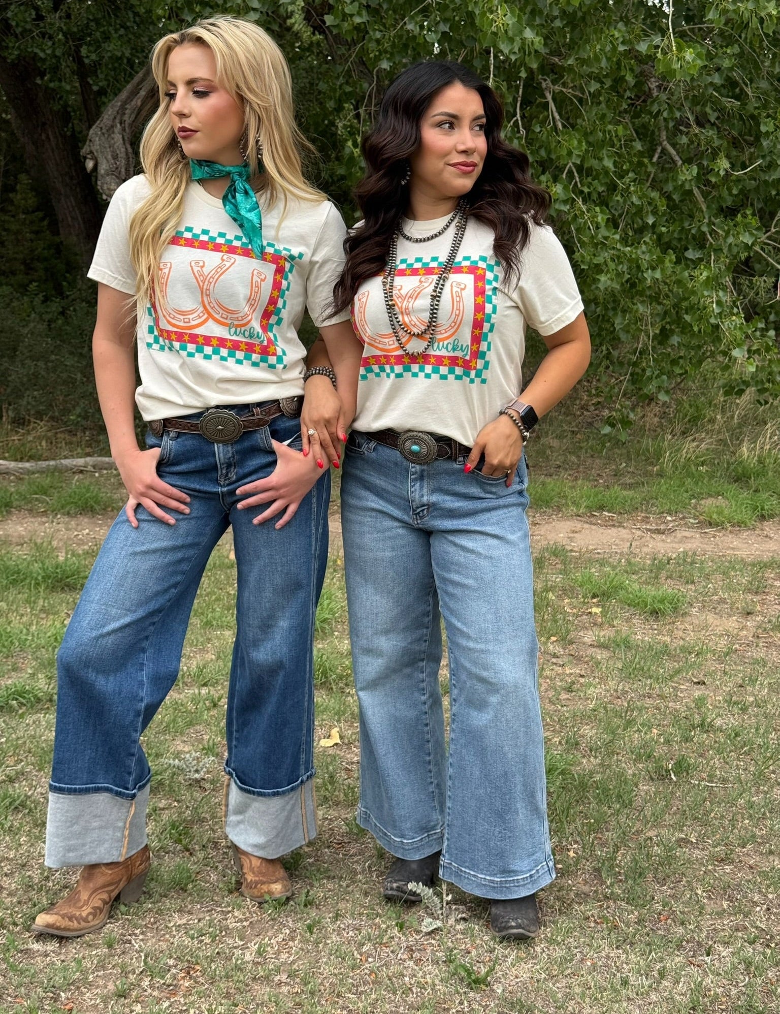 Checkered Lucky Horseshoes Tee