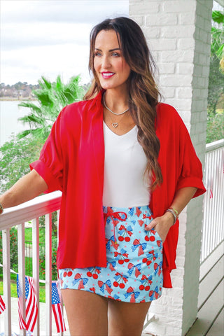 PREORDER- Sutton Button Up Top- Red
