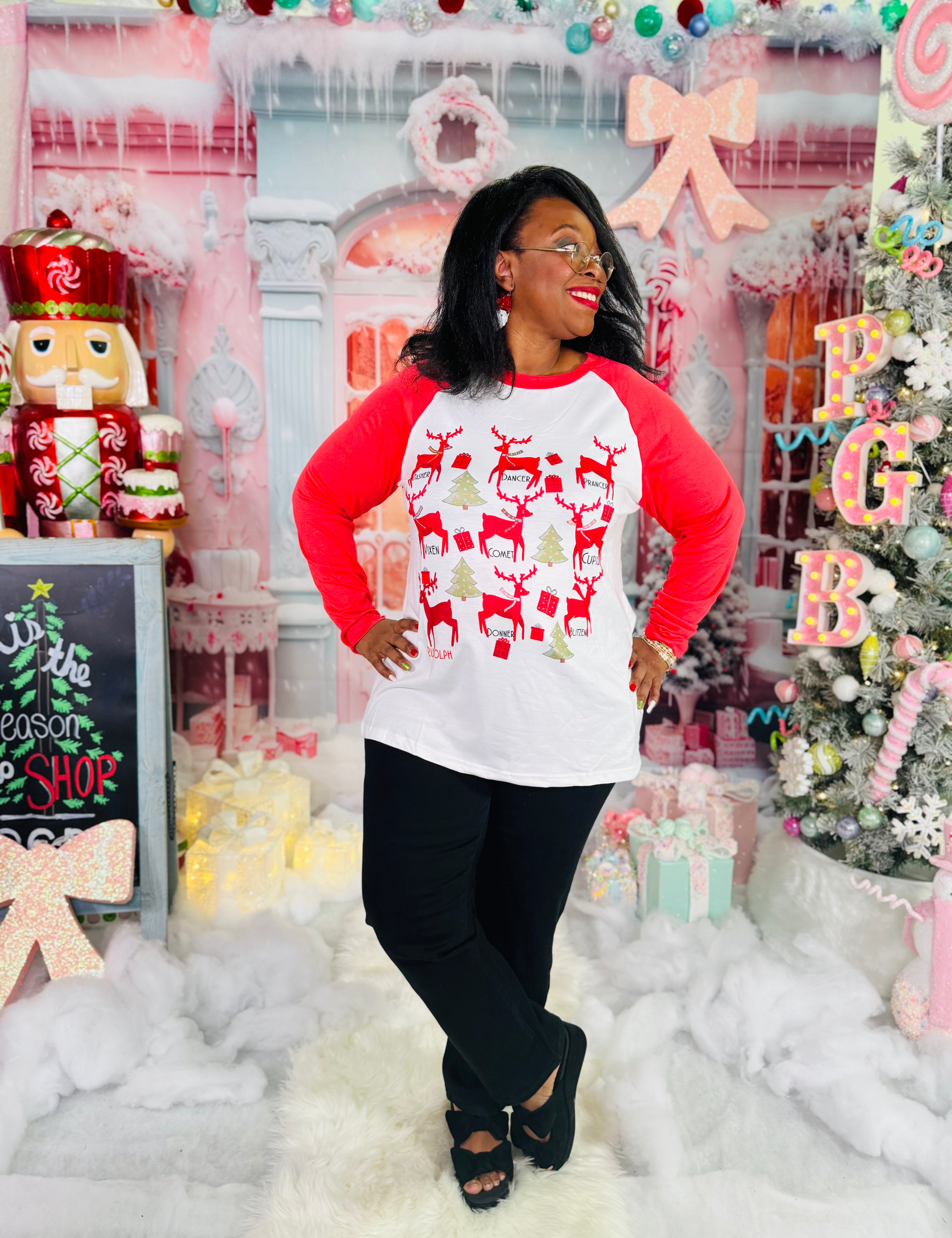 The Nine Reindeer Top - HOLIDAY CHEER - LAST ONES FINAL SALE