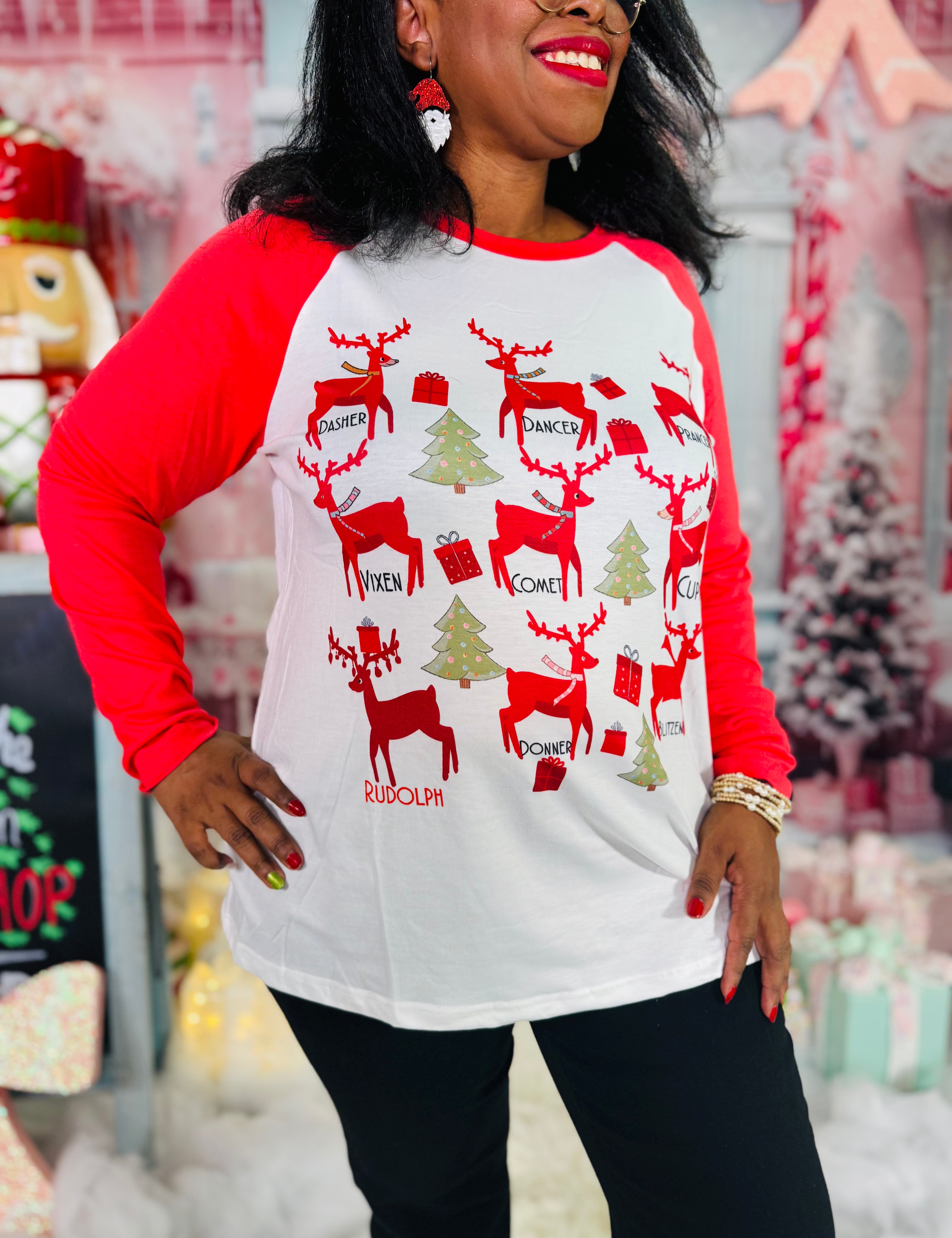 The Nine Reindeer Top - HOLIDAY CHEER - LAST ONES FINAL SALE