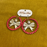 Rare Bird Red & Gold Bow Earring #107 PREORDER