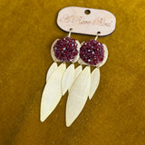 Rare Bird Magenta Gold Beaded Gold Earring #101 PREORDER