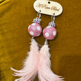 Rare Bird Pink Feather Ball Earring #104 PREORDER