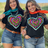 Callie Ann Stelter Leopard Heart Crew Neck Tee