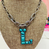 Turquoise Howlite Initial Necklace