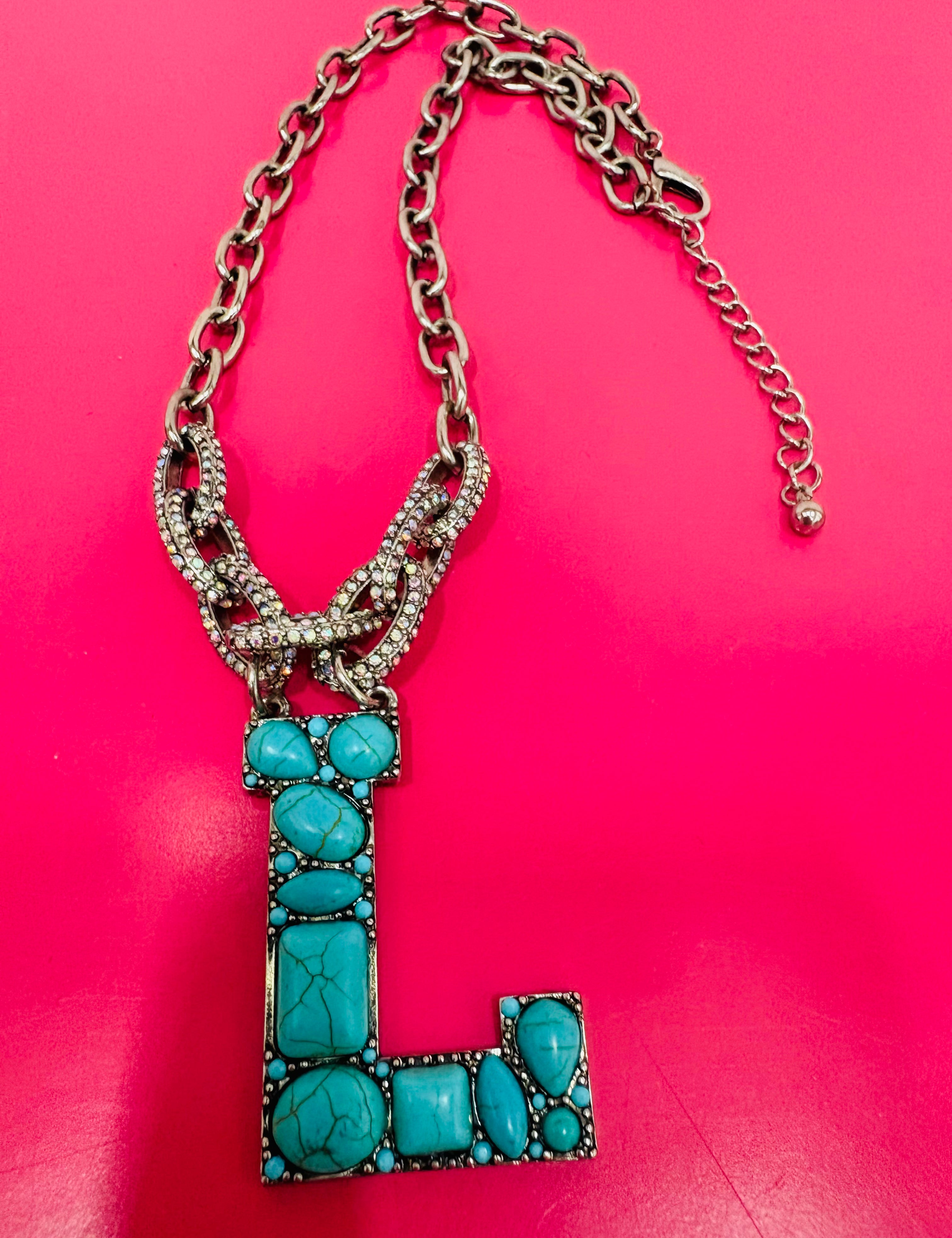 Turquoise Howlite Initial Necklace