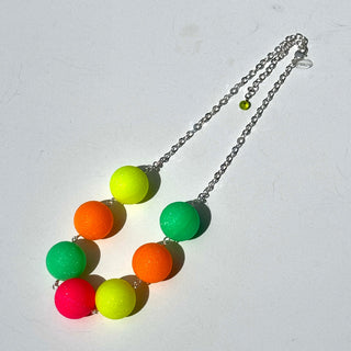 Necklace with colorful beads on a white background