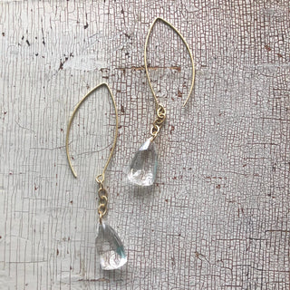 Clear Faceted Briolette RainChain Drop Earrings  - PREORDER