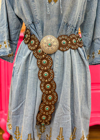 Harlow Concho Belt - Brown