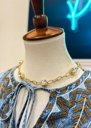 Blake Clear Crystal Necklace 18" by Pink Panache