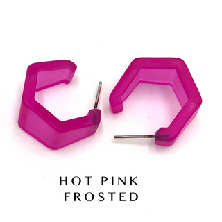 Hexagon Geo Frosted Hoop Earrings  - PREORDER