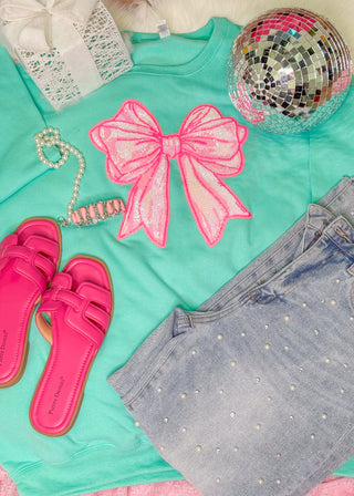 Glam Bow Sequin Sweatshirt